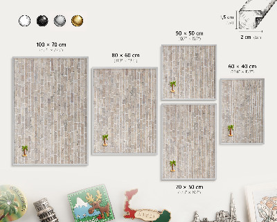 Lavagna magnetica decorativa da parete in colore argento Motivo a mattoni