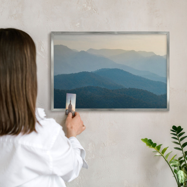 Lavagna magnetica decorativa da parete in colore argento Panorami montani