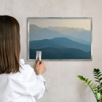 Lavagna magnetica decorativa da parete in colore argento Panorami montani