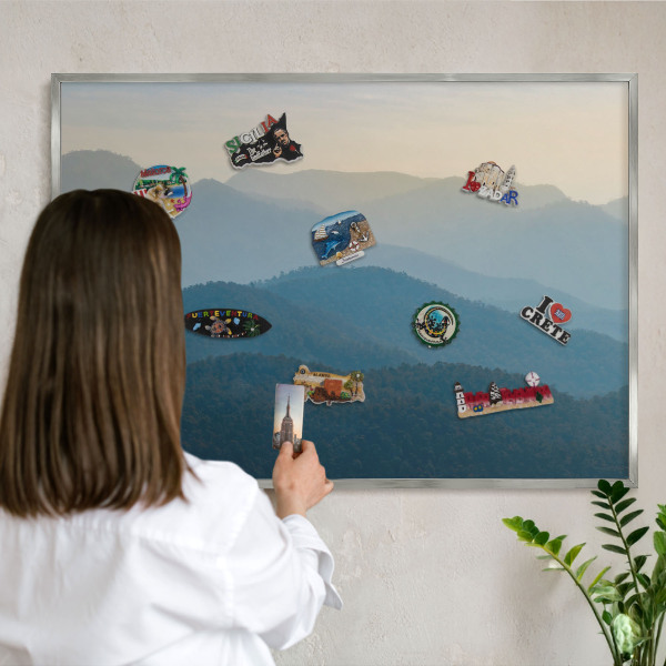 Lavagna magnetica decorativa da parete in colore argento Panorami montani