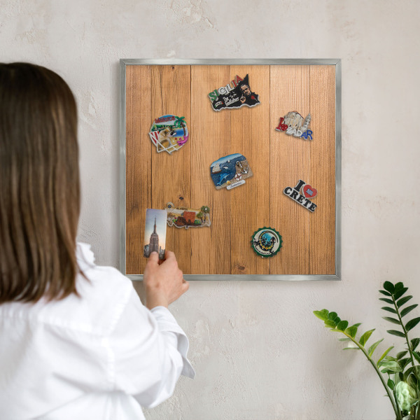 Lavagna magnetica decorativa da parete in colore argento Struttura in acciaio