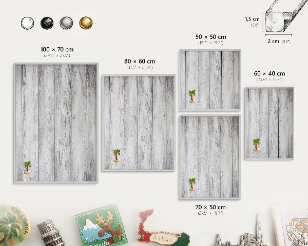 Lavagna magnetica decorativa da parete in colore argento Legno rustico