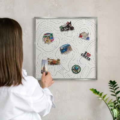 Lavagna magnetica decorativa da parete in colore argento Stile geometrico