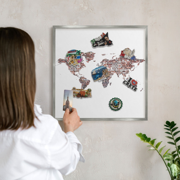 Lavagna magnetica decorativa da parete in colore argento Brickworld