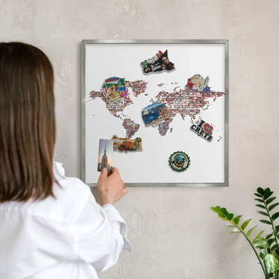 Lavagna magnetica decorativa da parete in colore argento Brickworld