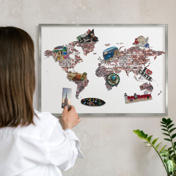 Lavagna magnetica decorativa da parete in colore argento Brickworld