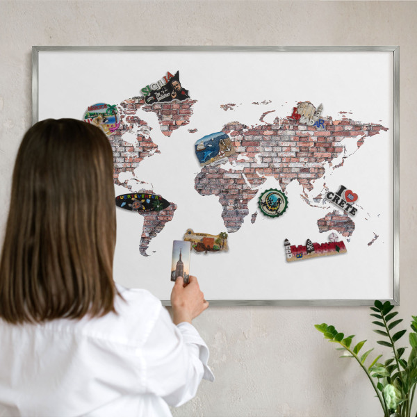 Lavagna magnetica decorativa da parete in colore argento Brickworld