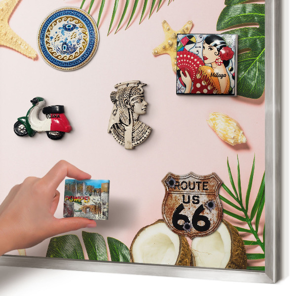 Lavagna magnetica decorativa da parete in colore argento Vacanza tropicale