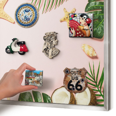 Lavagna magnetica decorativa da parete in colore argento Vacanza tropicale