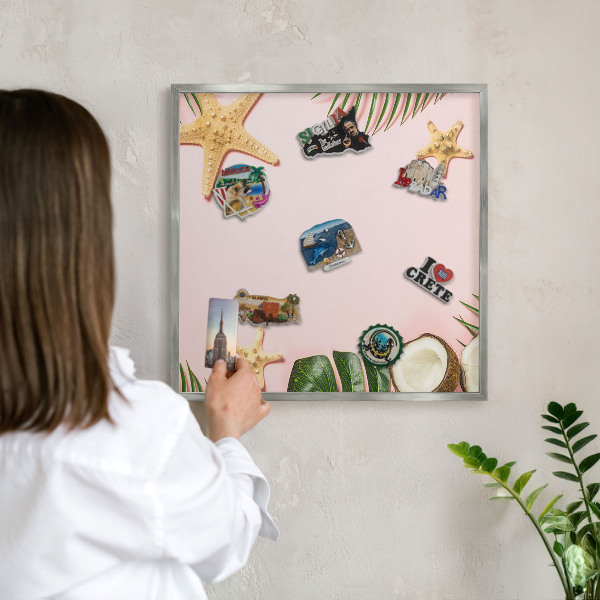 Lavagna magnetica decorativa da parete in colore argento Vacanza tropicale
