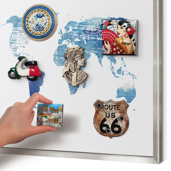 Lavagna magnetica decorativa da parete in colore argento Mappa ad acquerello
