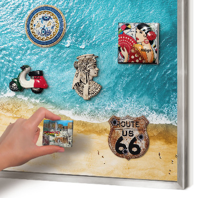 Lavagna magnetica decorativa da parete in colore argento Mare e spiaggia