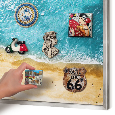 Lavagna magnetica decorativa da parete in colore argento Mare e spiaggia