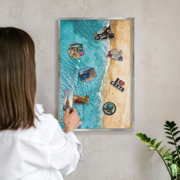 Lavagna magnetica decorativa da parete in colore argento Mare e spiaggia