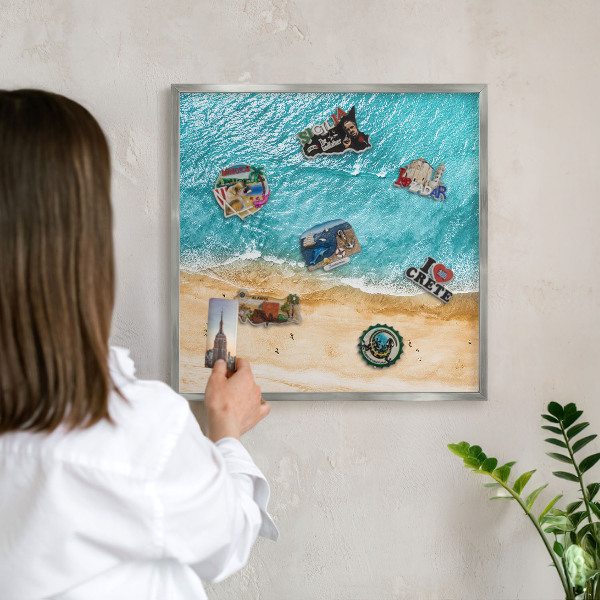 Lavagna magnetica decorativa da parete in colore argento Mare e spiaggia