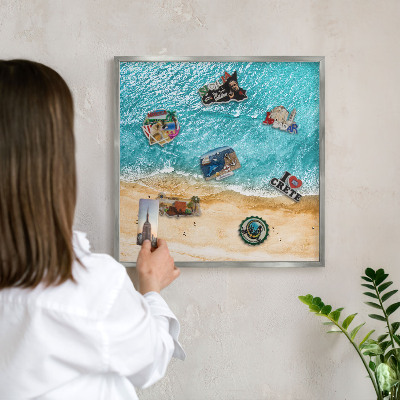 Lavagna magnetica decorativa da parete in colore argento Mare e spiaggia