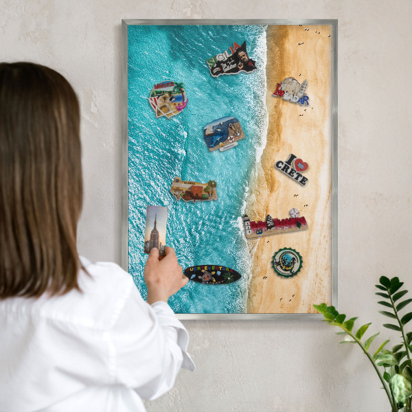 Lavagna magnetica decorativa da parete in colore argento Mare e spiaggia