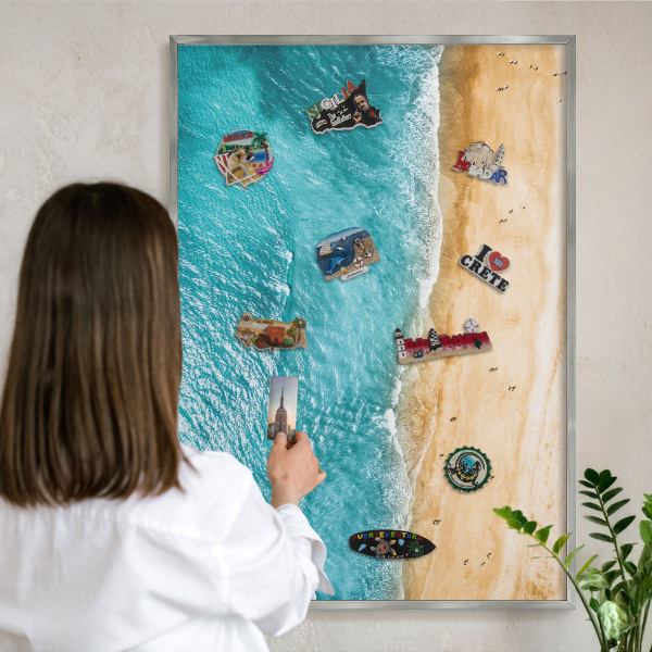 Lavagna magnetica decorativa da parete in colore argento Mare e spiaggia