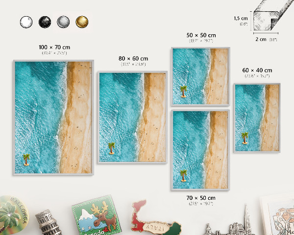 Lavagna magnetica decorativa da parete in colore argento Mare e spiaggia