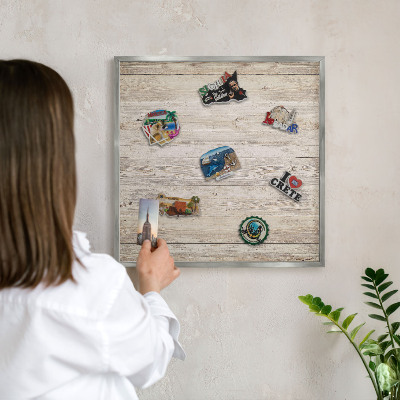 Lavagna magnetica decorativa da parete in colore argento Struttura in acciaio