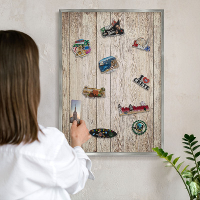 Lavagna magnetica decorativa da parete in colore argento Struttura in acciaio
