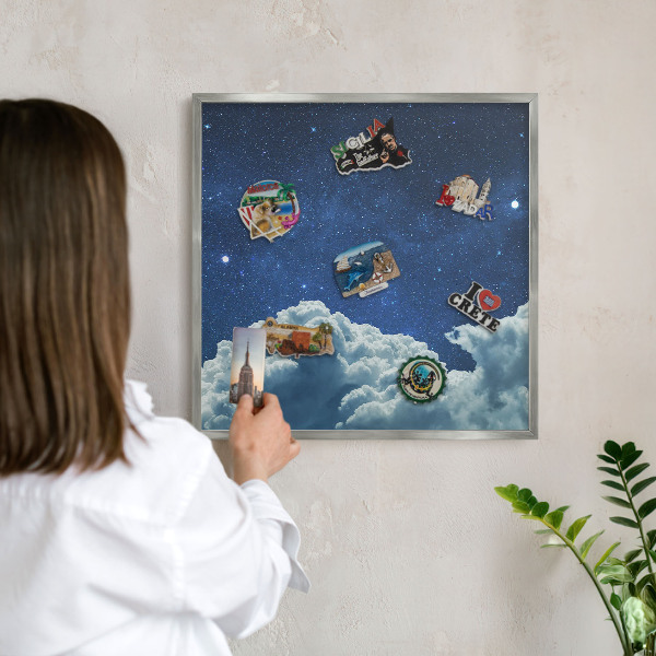Lavagna magnetica decorativa da parete in colore argento Notte cosmica