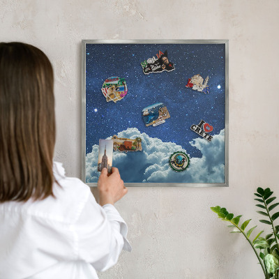 Lavagna magnetica decorativa da parete in colore argento Notte cosmica