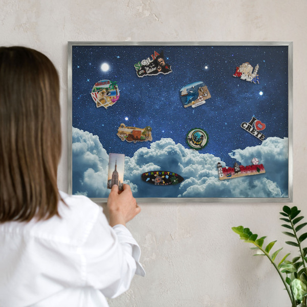 Lavagna magnetica decorativa da parete in colore argento Notte cosmica
