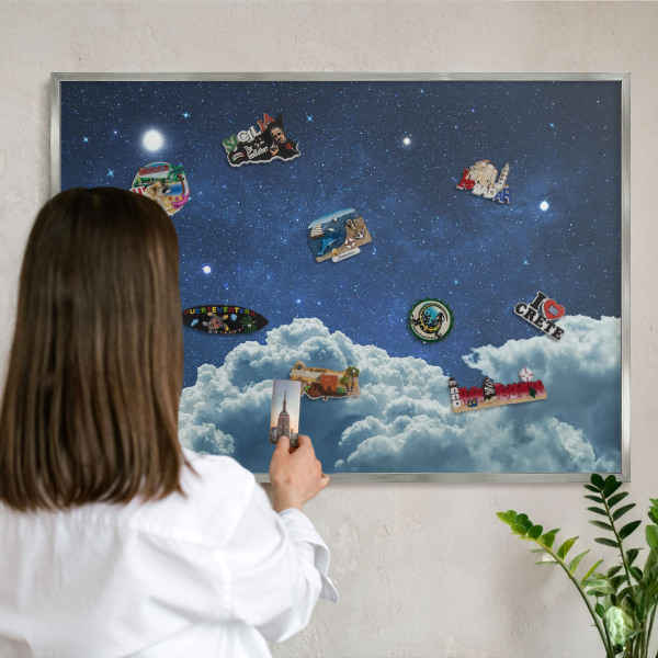 Lavagna magnetica decorativa da parete in colore argento Notte cosmica