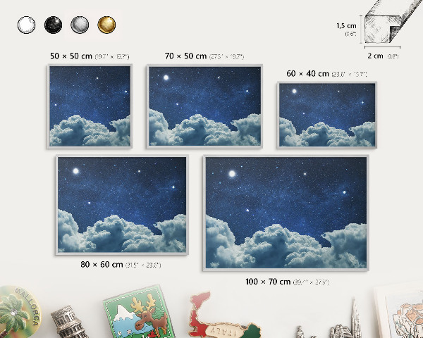 Lavagna magnetica decorativa da parete in colore argento Notte cosmica