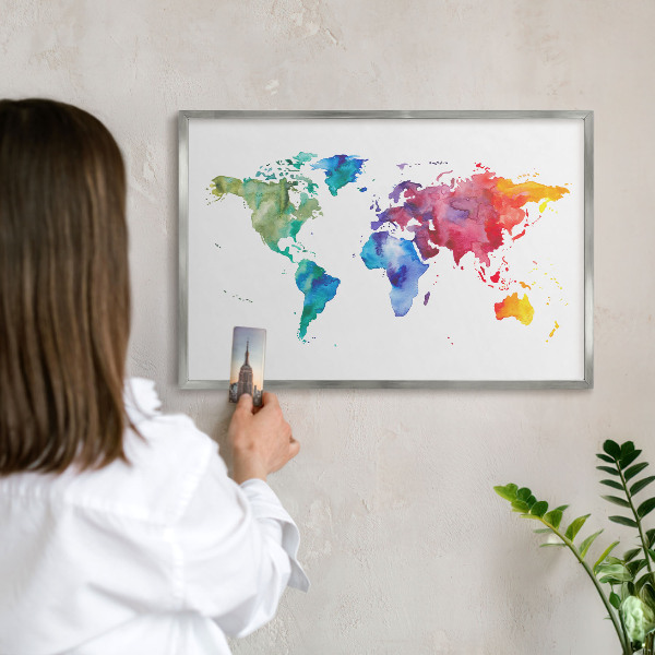 Lavagna per calamite con cornice d'argento Mappa a colori