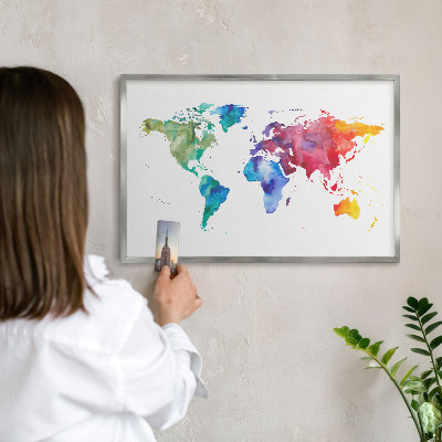 Lavagna per calamite con cornice d'argento Mappa a colori
