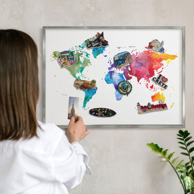 Lavagna per calamite con cornice d'argento Mappa a colori