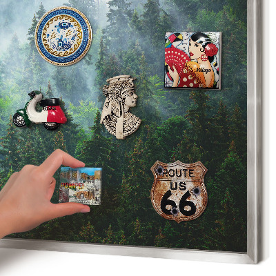 Lavagna magnetica decorativa da parete in colore argento Foresta misteriosa