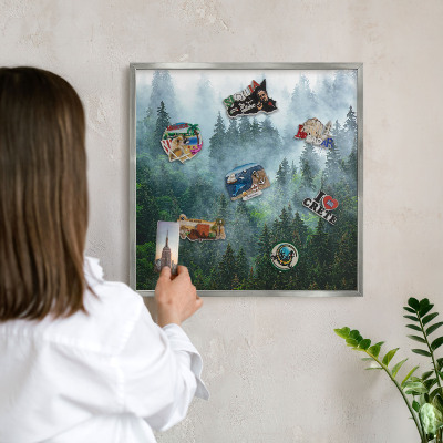 Lavagna magnetica decorativa da parete in colore argento Foresta misteriosa