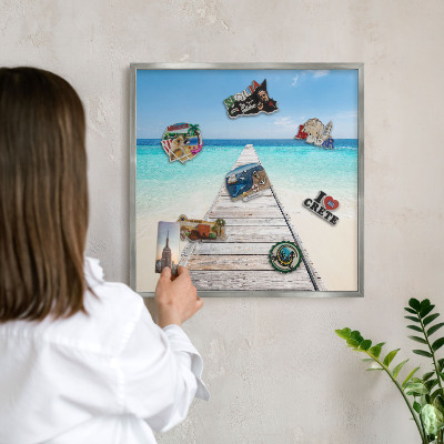 Lavagna magnetica decorativa da parete in colore argento Molo sull'oceano