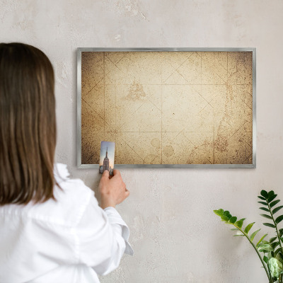 Lavagna magnetica decorativa da parete in colore argento Mappa antica