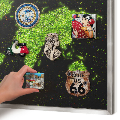Lavagna magnetica decorativa da parete in colore argento Mappa verde