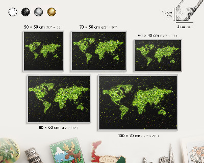 Lavagna magnetica decorativa da parete in colore argento Mappa verde
