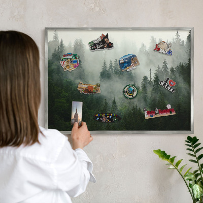Lavagna magnetica decorativa da parete in colore argento Magia della foresta