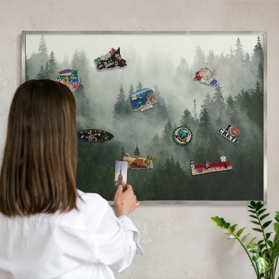 Lavagna magnetica decorativa da parete in colore argento Magia della foresta