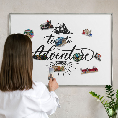 Lavagna magnetica decorativa da parete in colore argento Il viaggio alla scoperta