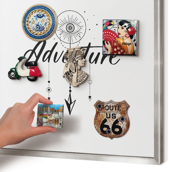 Lavagna magnetica decorativa da parete in colore argento Tema avventura