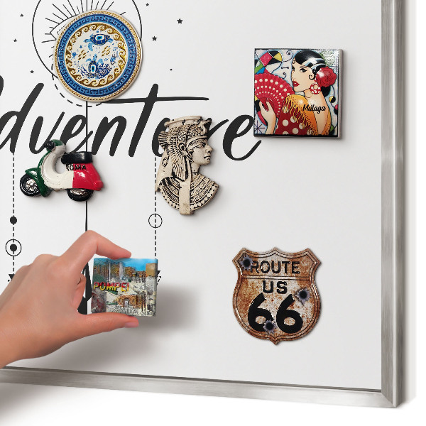 Lavagna magnetica decorativa da parete in colore argento Tema avventura