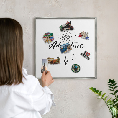 Lavagna magnetica decorativa da parete in colore argento Tema avventura
