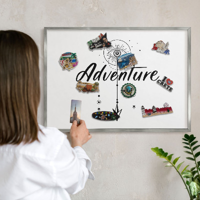 Lavagna magnetica decorativa da parete in colore argento Tema avventura