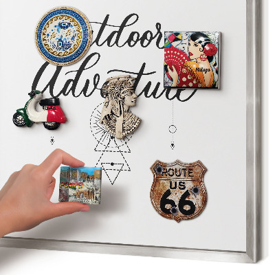 Lavagna magnetica decorativa da parete in colore argento Avventura all'aria aperta