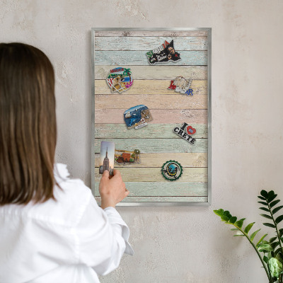 Lavagna magnetica decorativa da parete in colore argento Tavole rustiche
