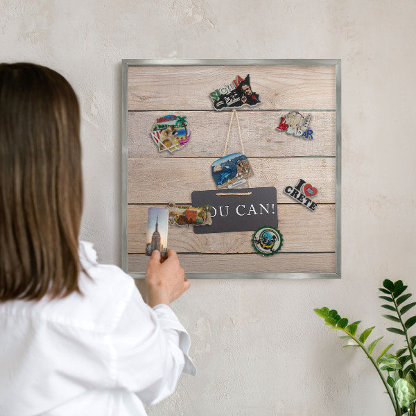 Lavagna magnetica decorativa da parete in colore argento Motivazione quotidiana