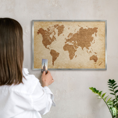 Lavagna per calamite con cornice d'argento Mappa d'epoca